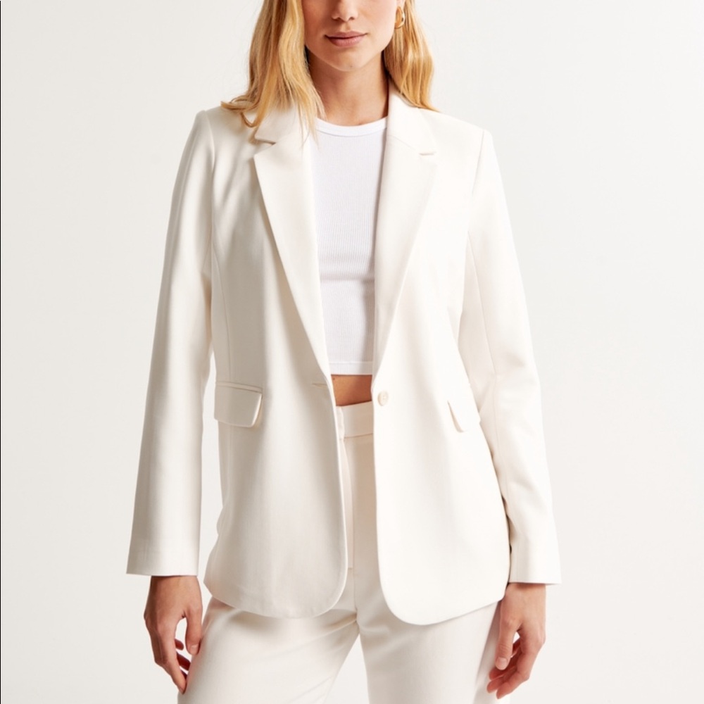 Abercrombie White Classic Suiting Blazer